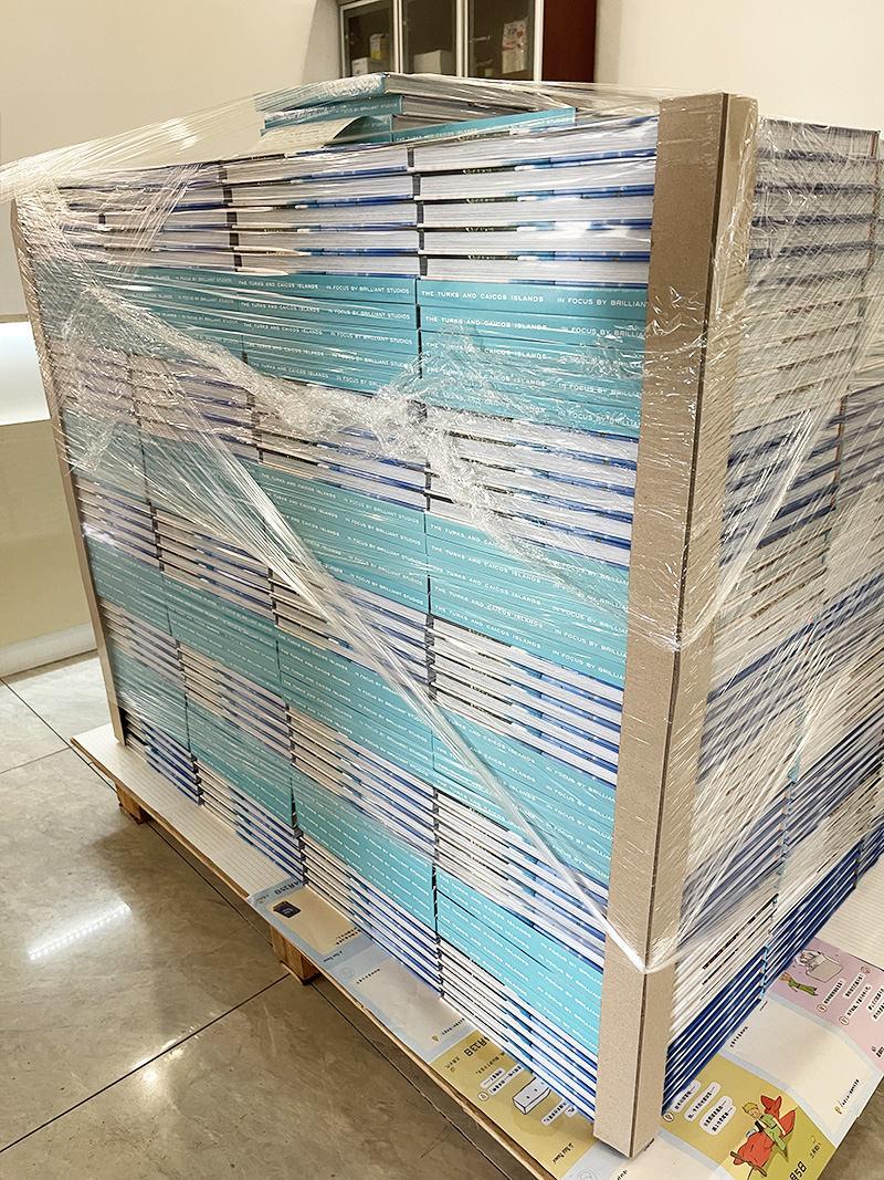 Hardcover Books on a Pallet, Ready for Packing After Production