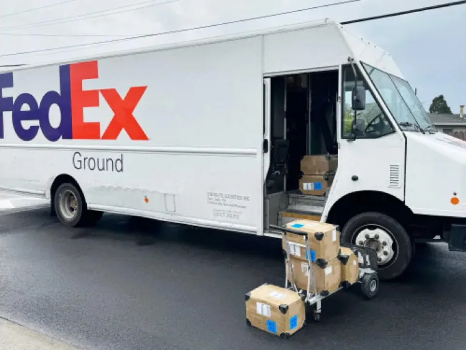 Delivery truck with boxed book shipments