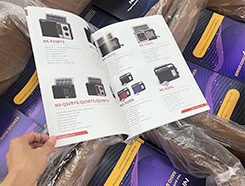 Open perfect bound softcover sample showing printed interior pages