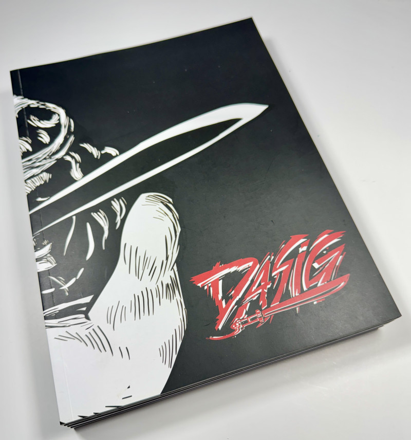 Perfect bound softcover book example with sewn pages