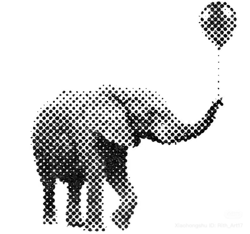 A Demonstration Black and White Image with Round Halftone Dot