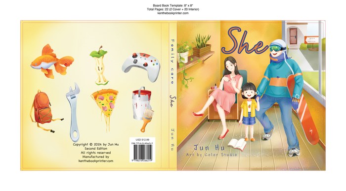 Good board book cover setup with the background extended to the template edge
