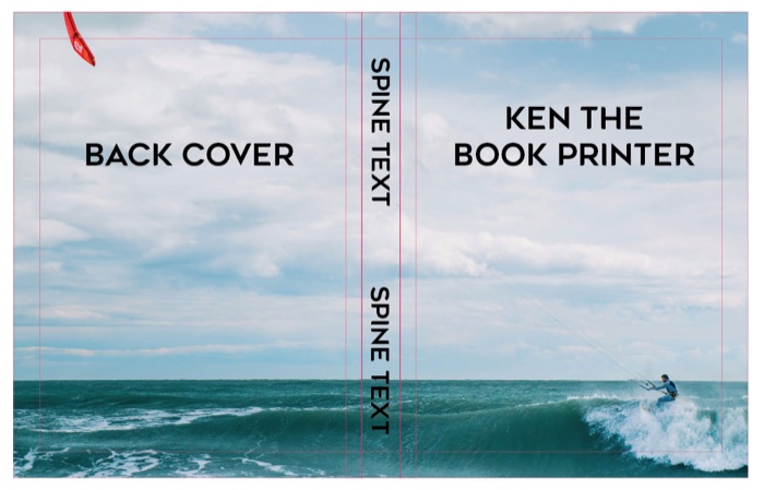 Good hardcover cover setup with the background extended to the outer template edge