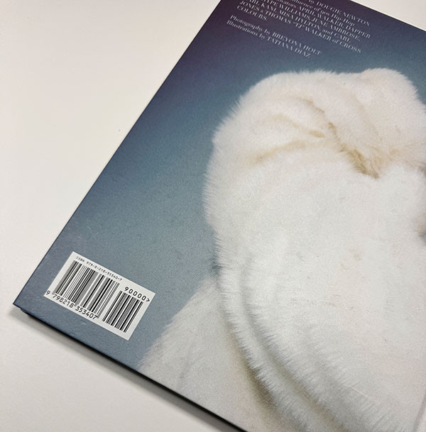 Displays the back cover of a hardcover book