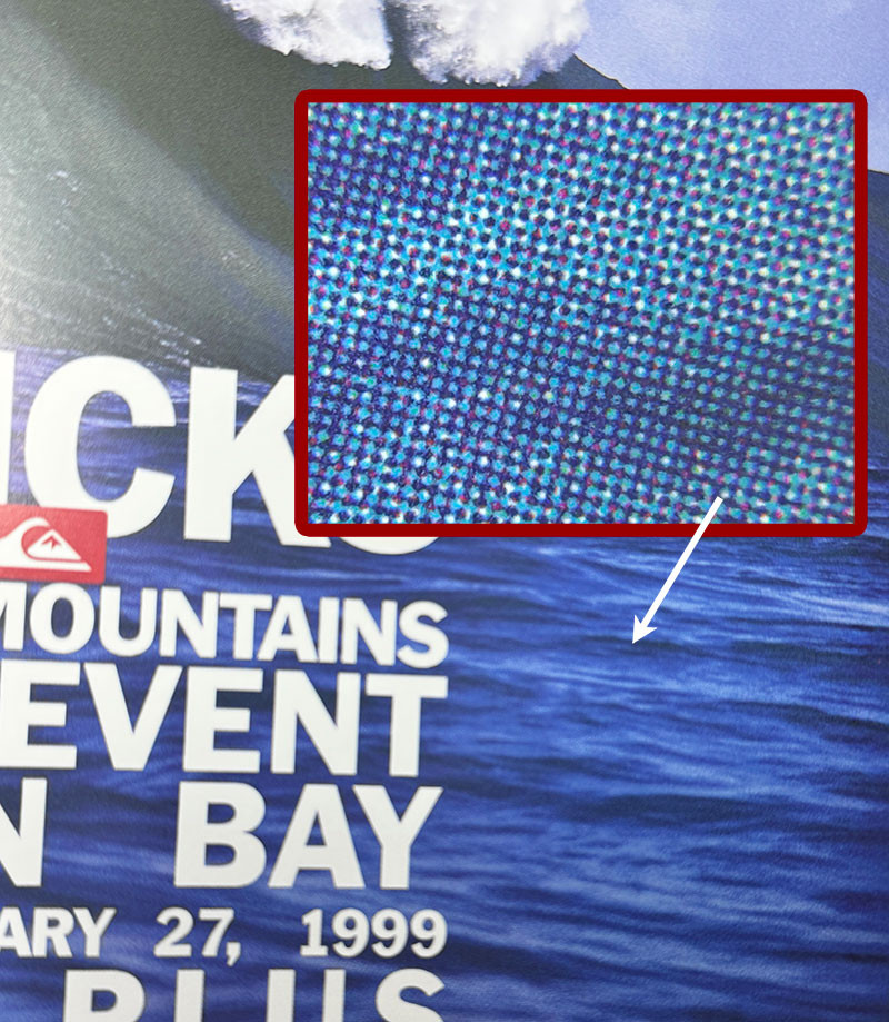 Magnified view of a printed image showing halftone dots, illustrating Lines Per Inch (LPI).