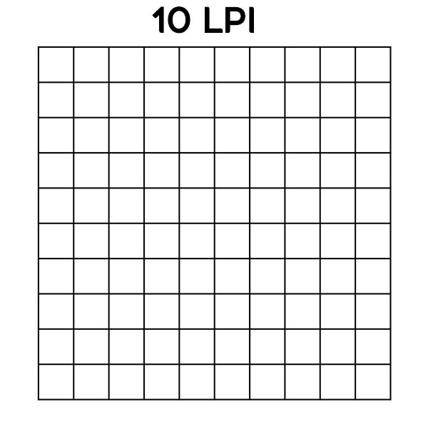 10LPI Grid, with 10 Horizontal and 10 Vertical Divisions in 1 Inch